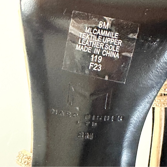 Marc Fisher Camille Gold Rhinestone Ankle Wrap Stiletto Heels 8 Holiday - Picture 11 of 12